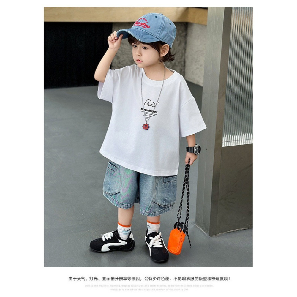 男童夏季M字母短袖套裝-細節圖7