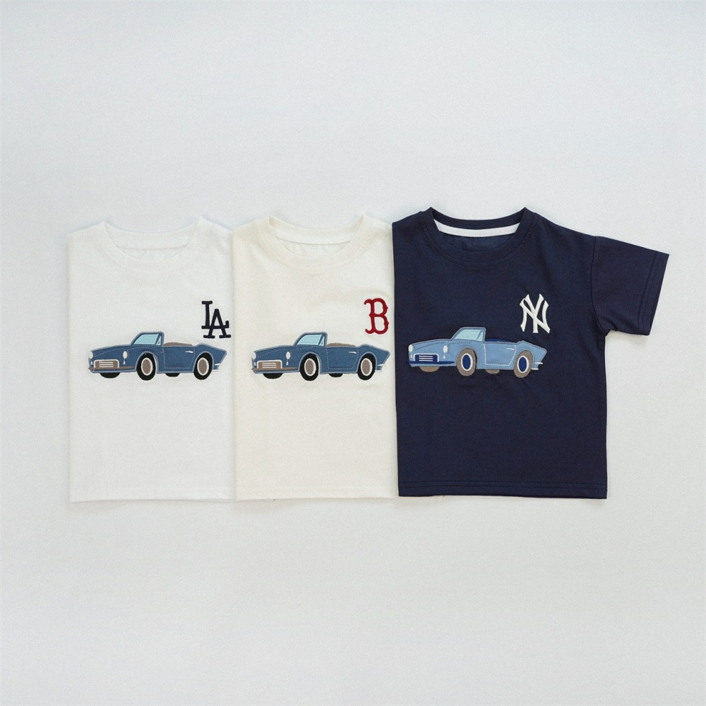男童夏季刺繡字母汽車上衣-細節圖2