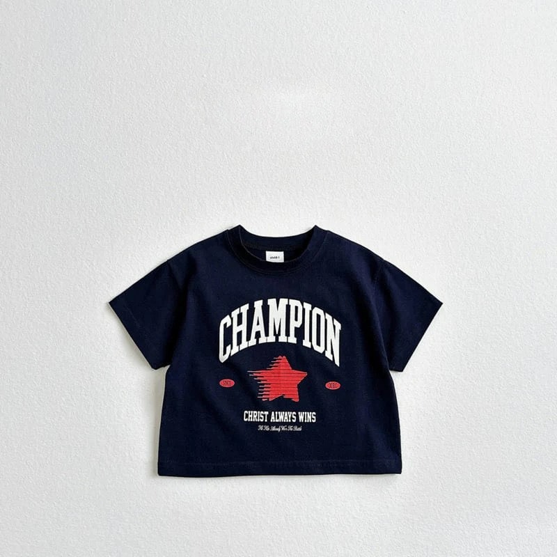 兒童夏季Champs復古字母短袖上衣-規格圖6
