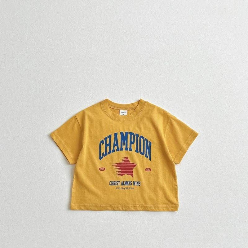 兒童夏季Champs復古字母短袖上衣-規格圖6