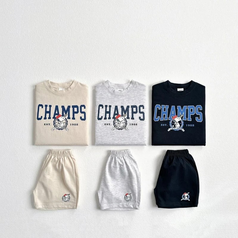 兒童夏季Champs卡通字母運動套裝-細節圖2