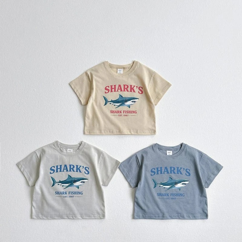 男童夏季Sharks休閒短袖上衣-細節圖3