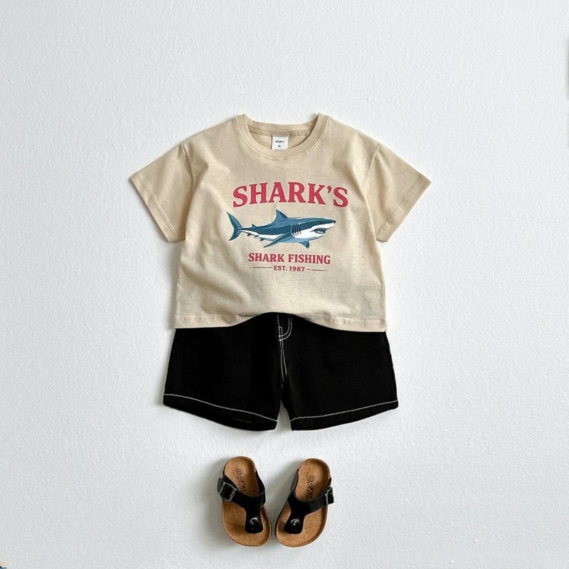 男童夏季Sharks休閒短袖上衣-細節圖5