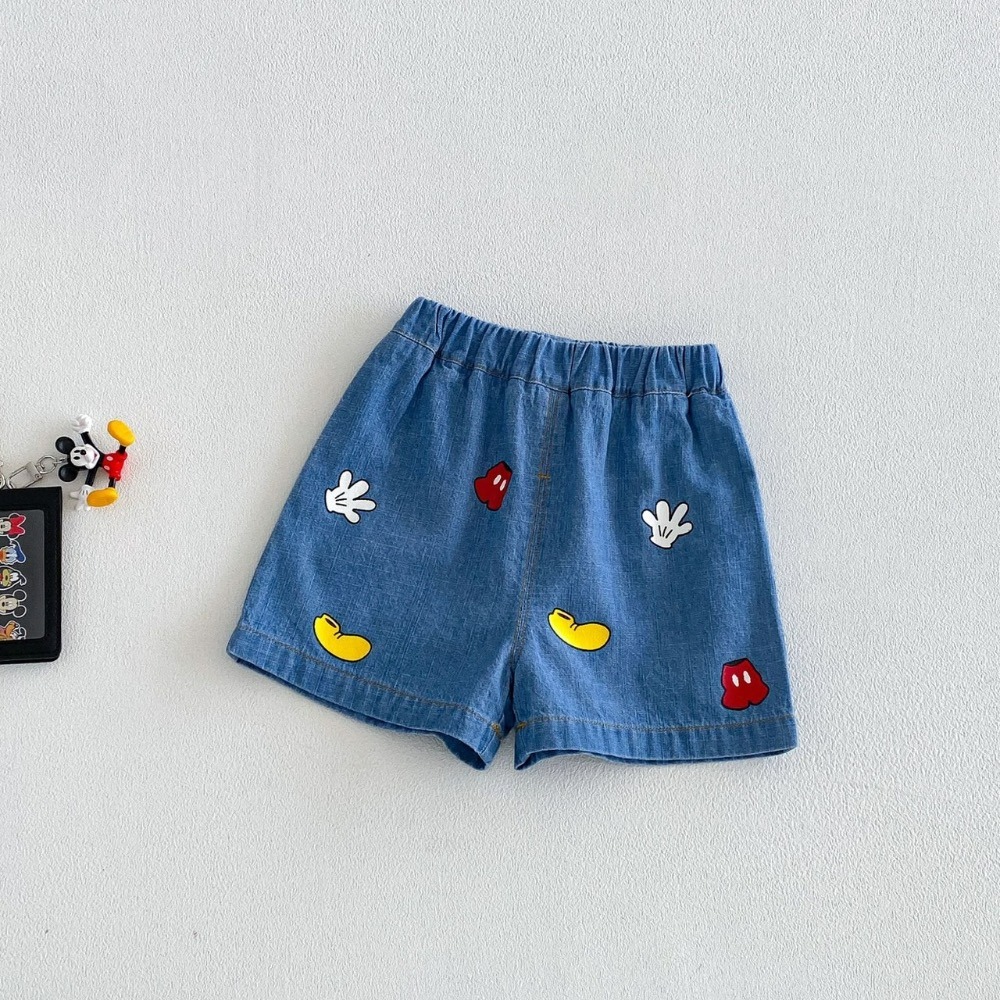 芽芽家 - 寶寶夏季米奇家族條紋背心 / 刺繡感牛仔短褲-細節圖3