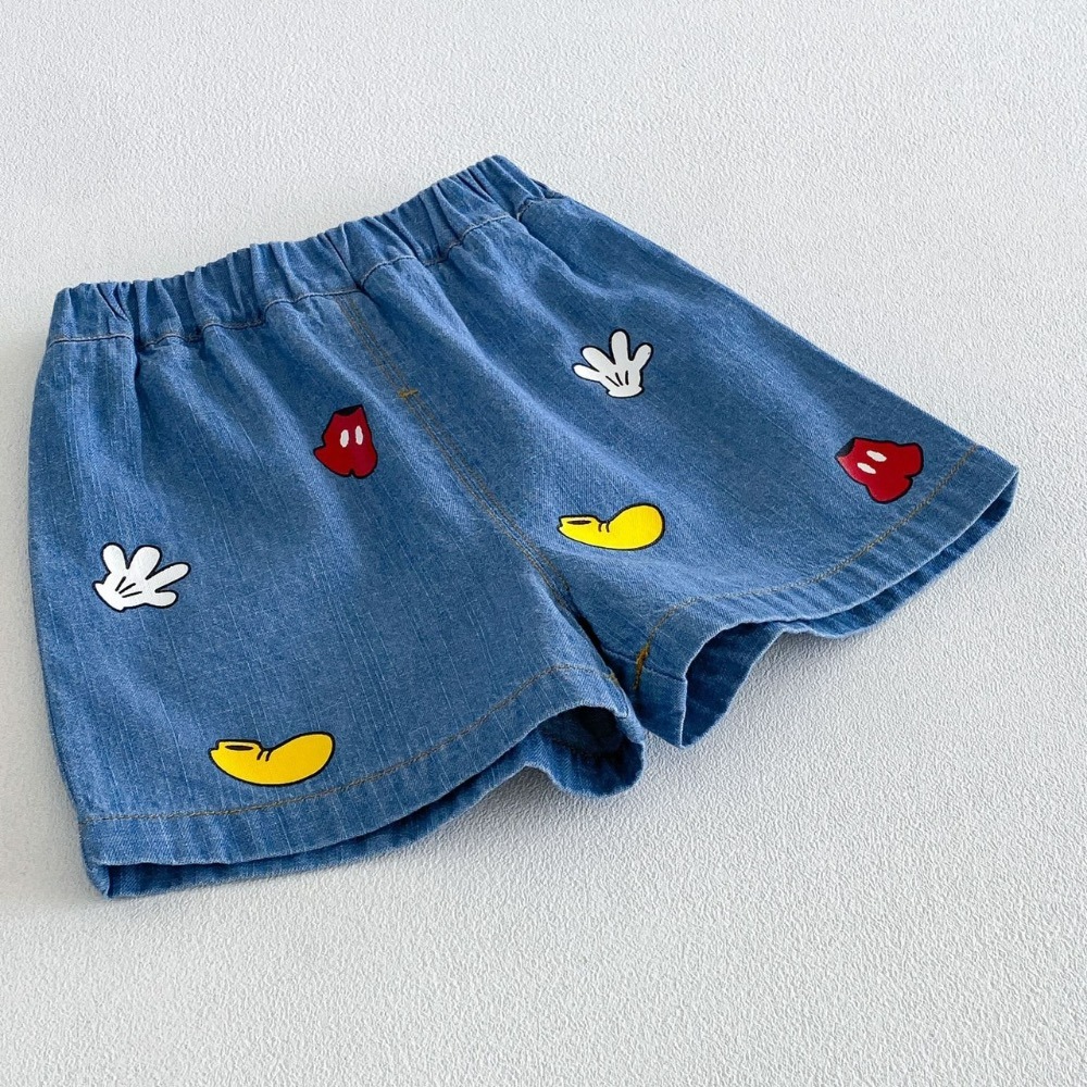 芽芽家 - 寶寶夏季米奇家族條紋背心 / 刺繡感牛仔短褲-細節圖6