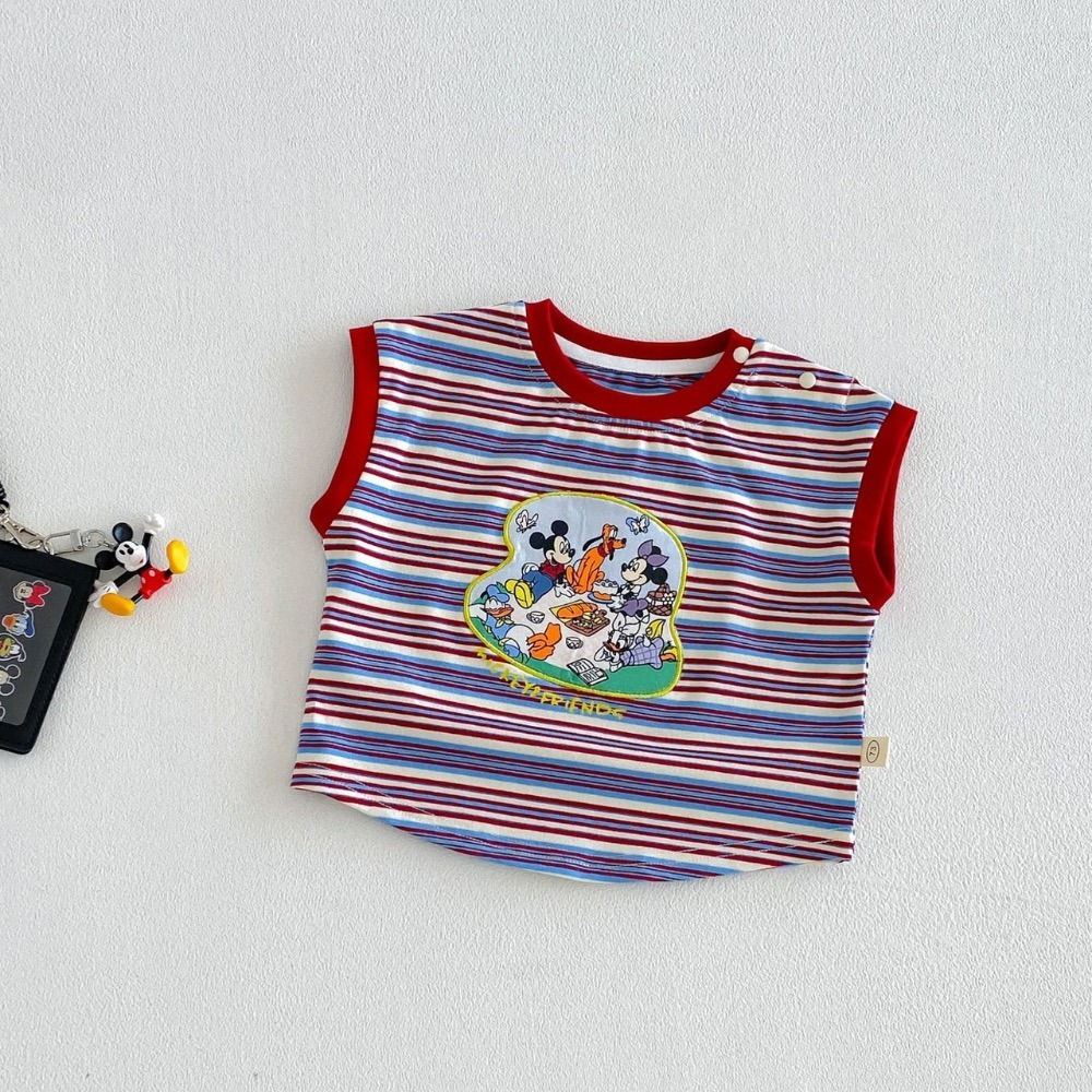 芽芽家 - 寶寶夏季米奇家族條紋背心 / 刺繡感牛仔短褲-規格圖6