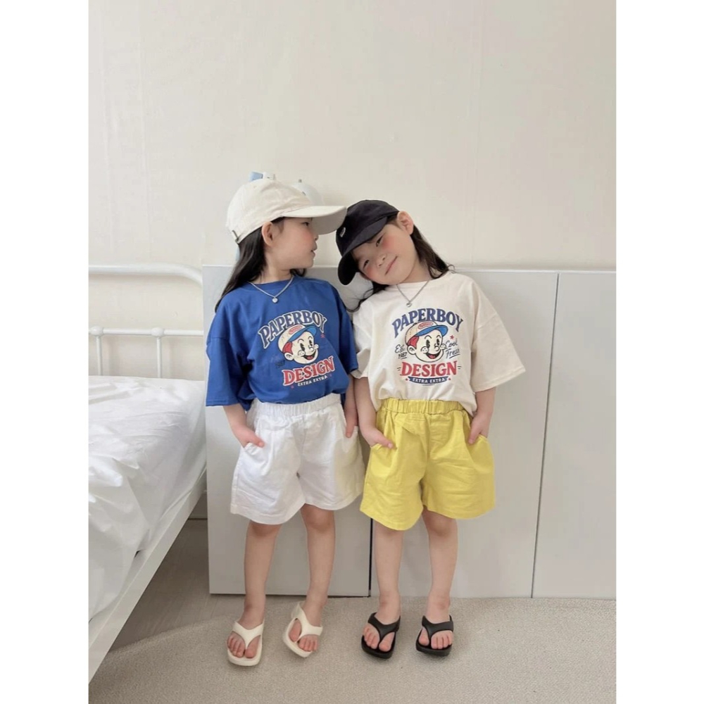 夏季兒童復古學院風兒童短棉 T-細節圖2
