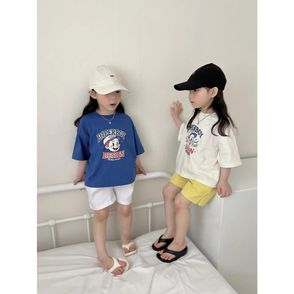 夏季兒童復古學院風兒童短棉 T-細節圖3