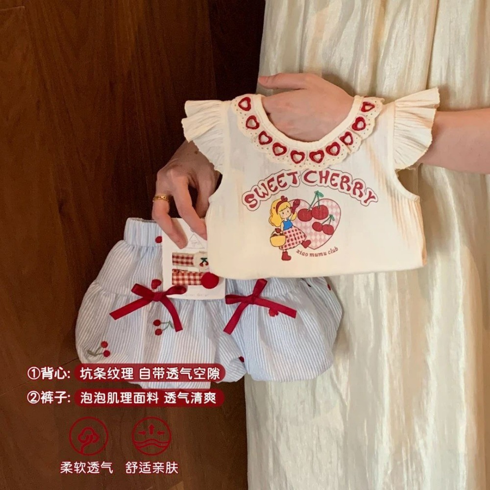 寶寶夏季甜美飛袖背心花苞褲套裝-規格圖4