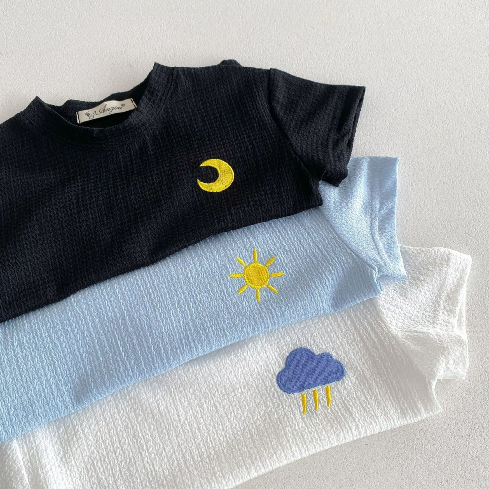 Angou中小童可愛天氣刺繡家居服套裝-細節圖5