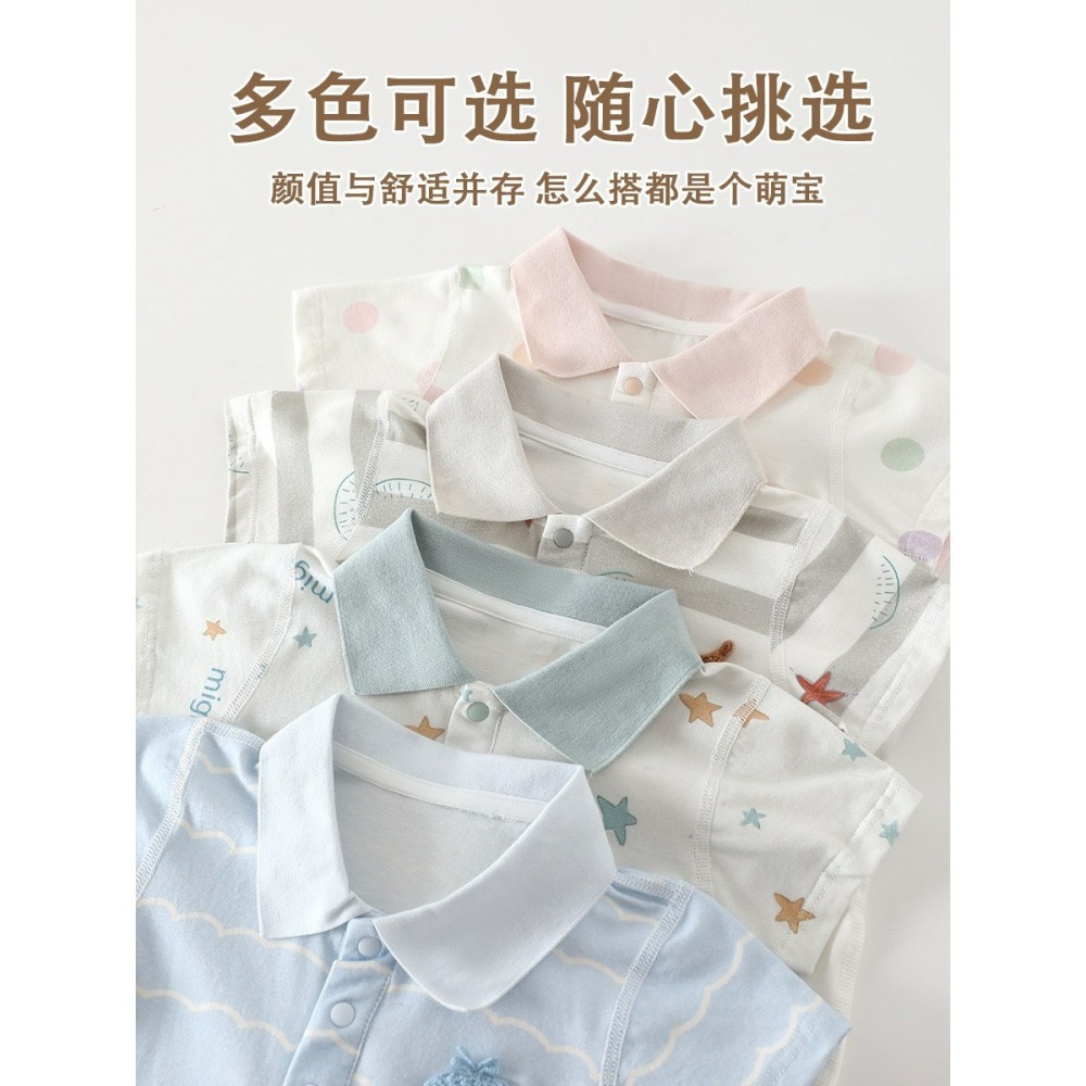 寶寶短袖包邊領居家爬服-細節圖2