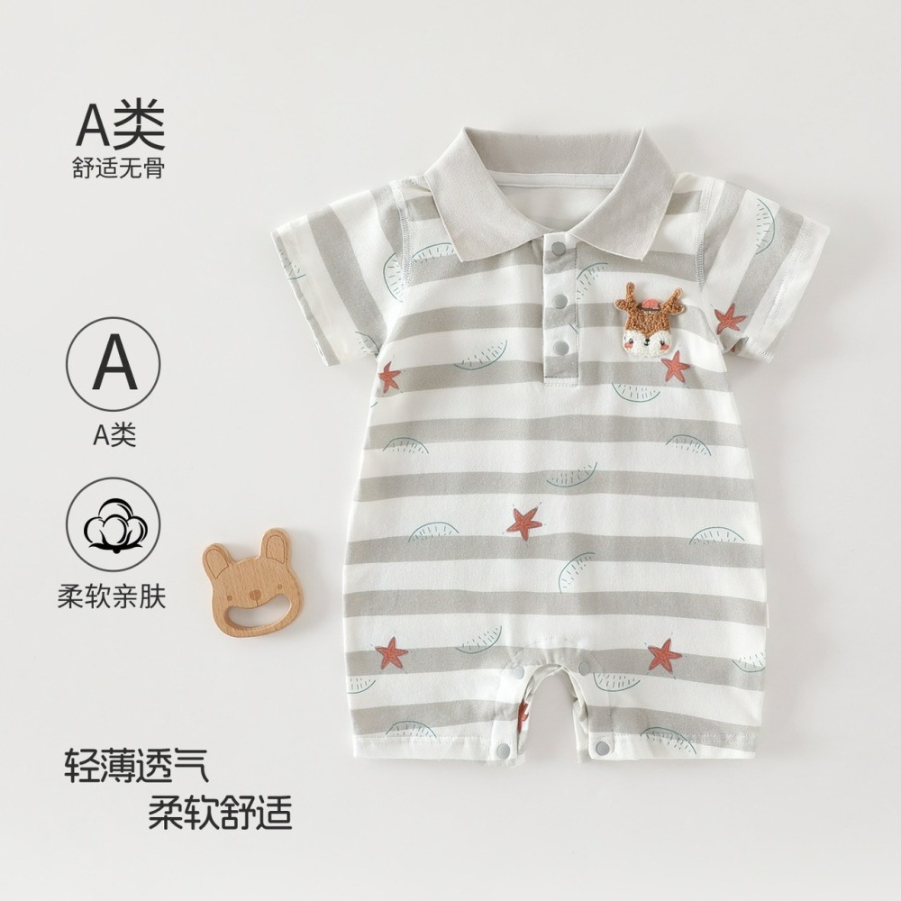 寶寶短袖包邊領居家爬服-細節圖4