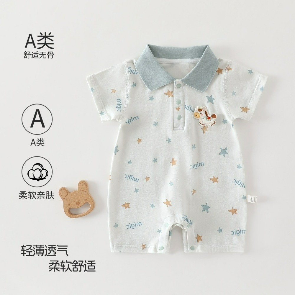 寶寶短袖包邊領居家爬服-規格圖5