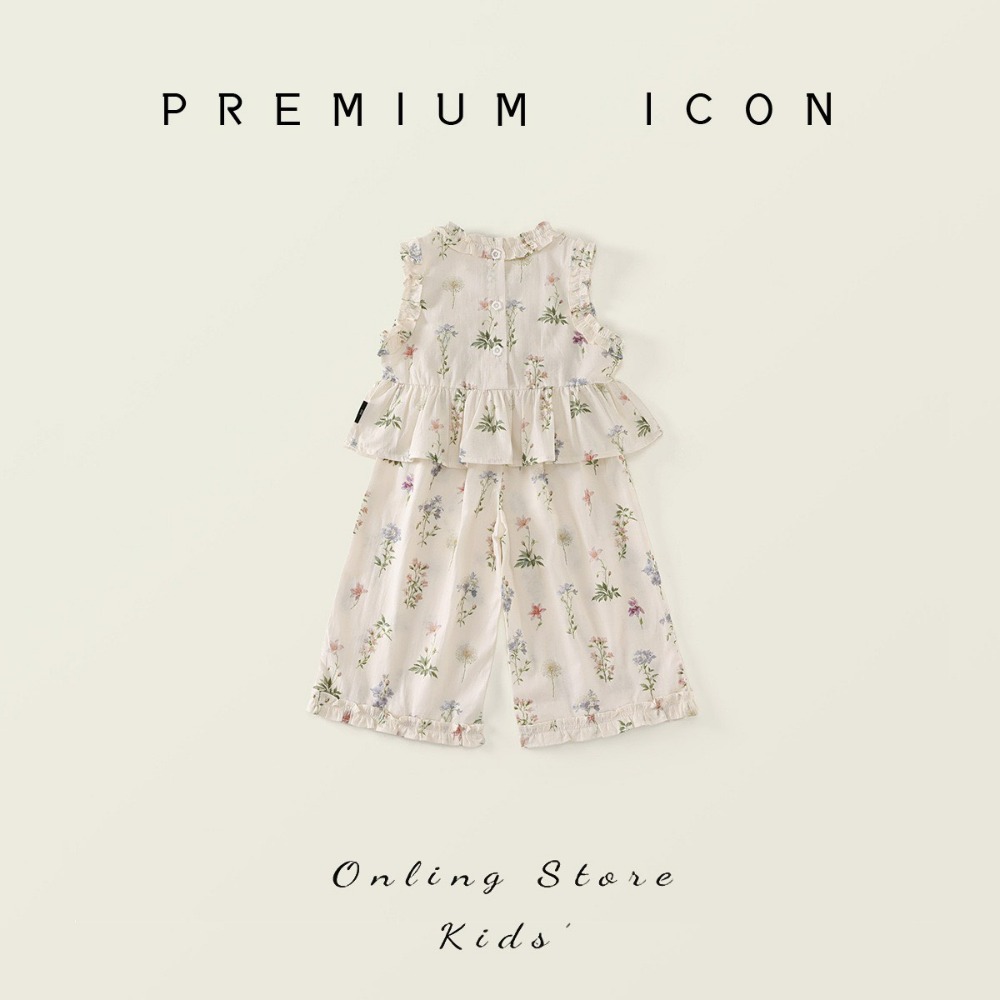 PREMIUM ICON 女童夏季清新碎花背心闊腿褲套裝-規格圖9