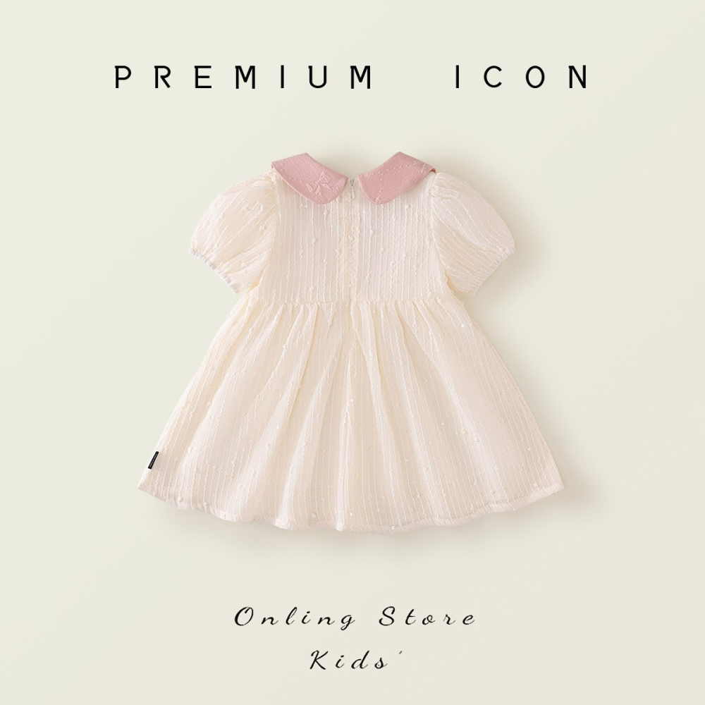 PREMIUM ICON 女童粉色甜美風翻領公主裙-細節圖2