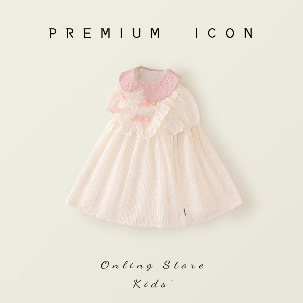 PREMIUM ICON 女童粉色甜美風翻領公主裙-細節圖3