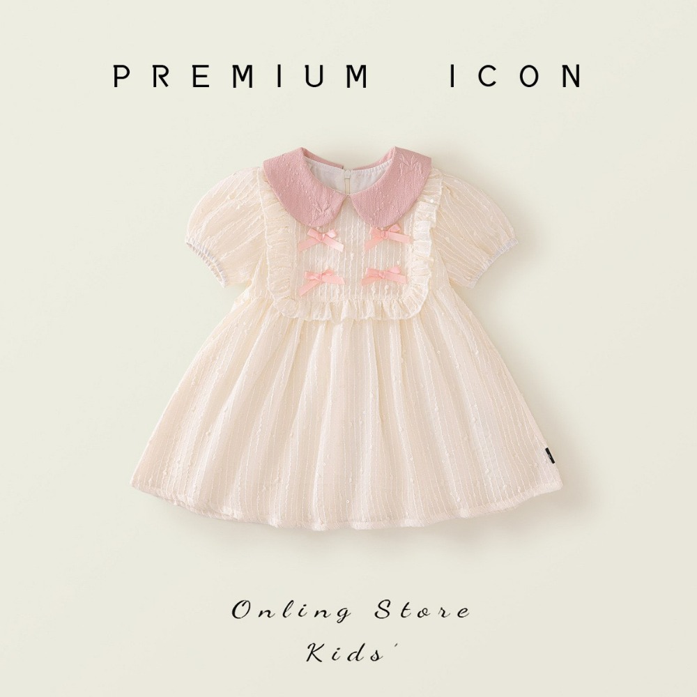 PREMIUM ICON 女童粉色甜美風翻領公主裙-規格圖6