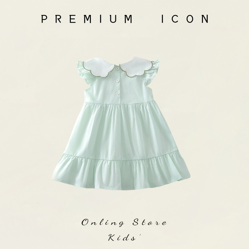 PREMIUM ICON 女童田園風刺繡翻領蛋糕裙-細節圖2