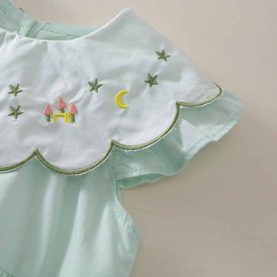 PREMIUM ICON 女童田園風刺繡翻領蛋糕裙-細節圖5