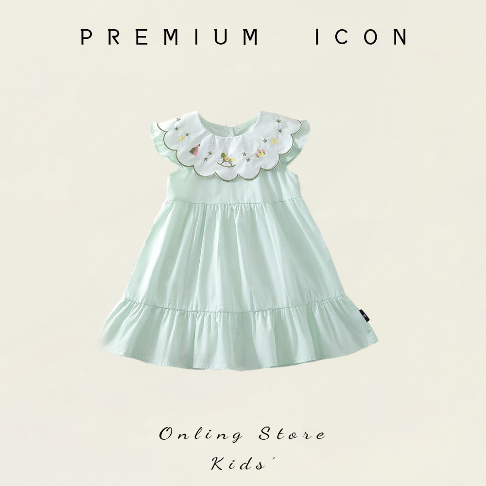 PREMIUM ICON 女童田園風刺繡翻領蛋糕裙-規格圖7