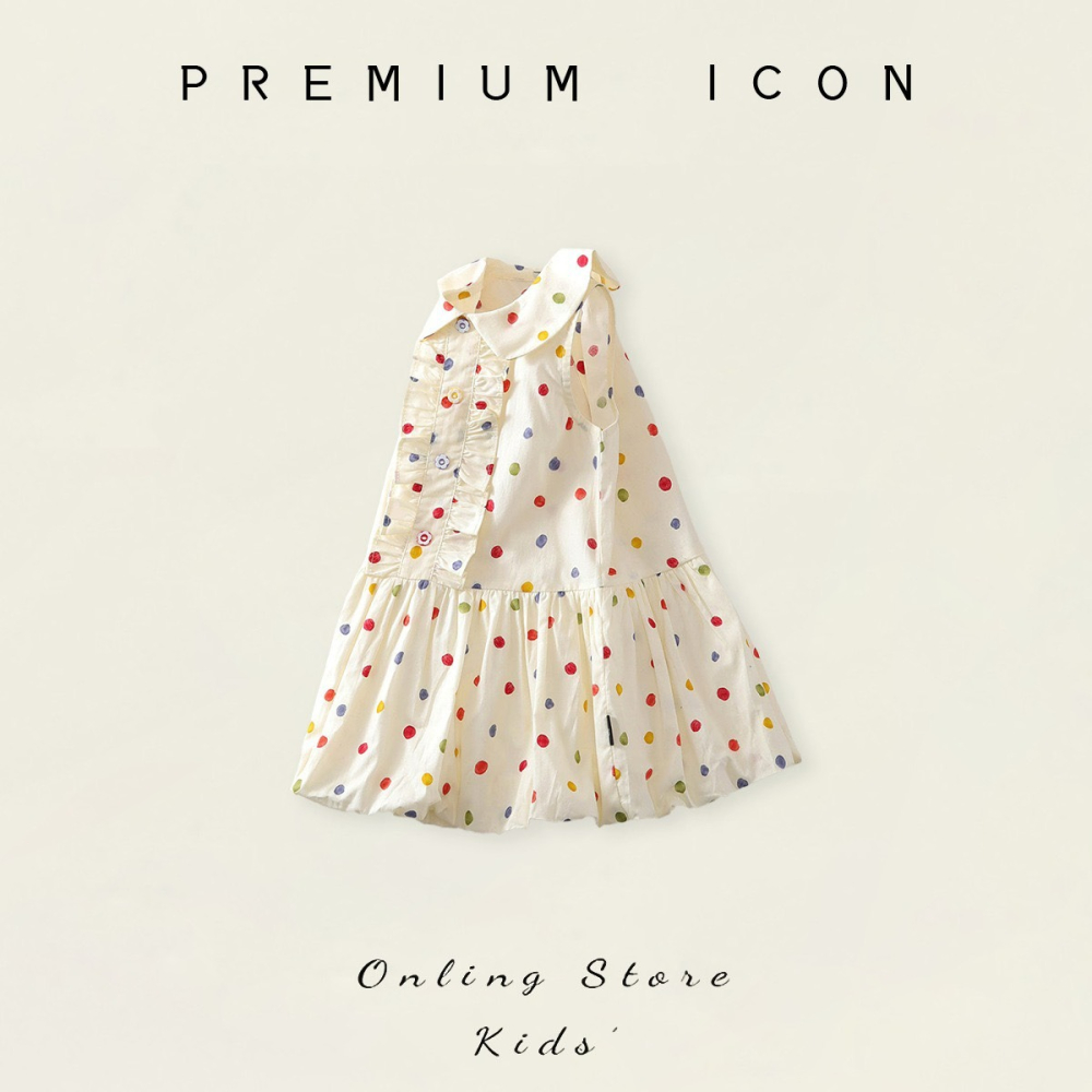 PREMIUM ICON 女童彩色波點無袖背心連衣裙-細節圖3