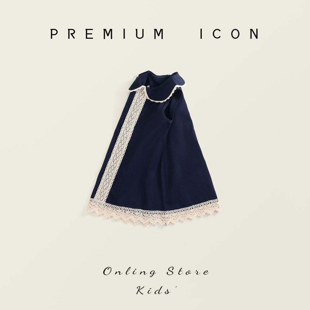 PREMIUM ICON 女童復古風蕾絲拼接背心連衣裙-細節圖3