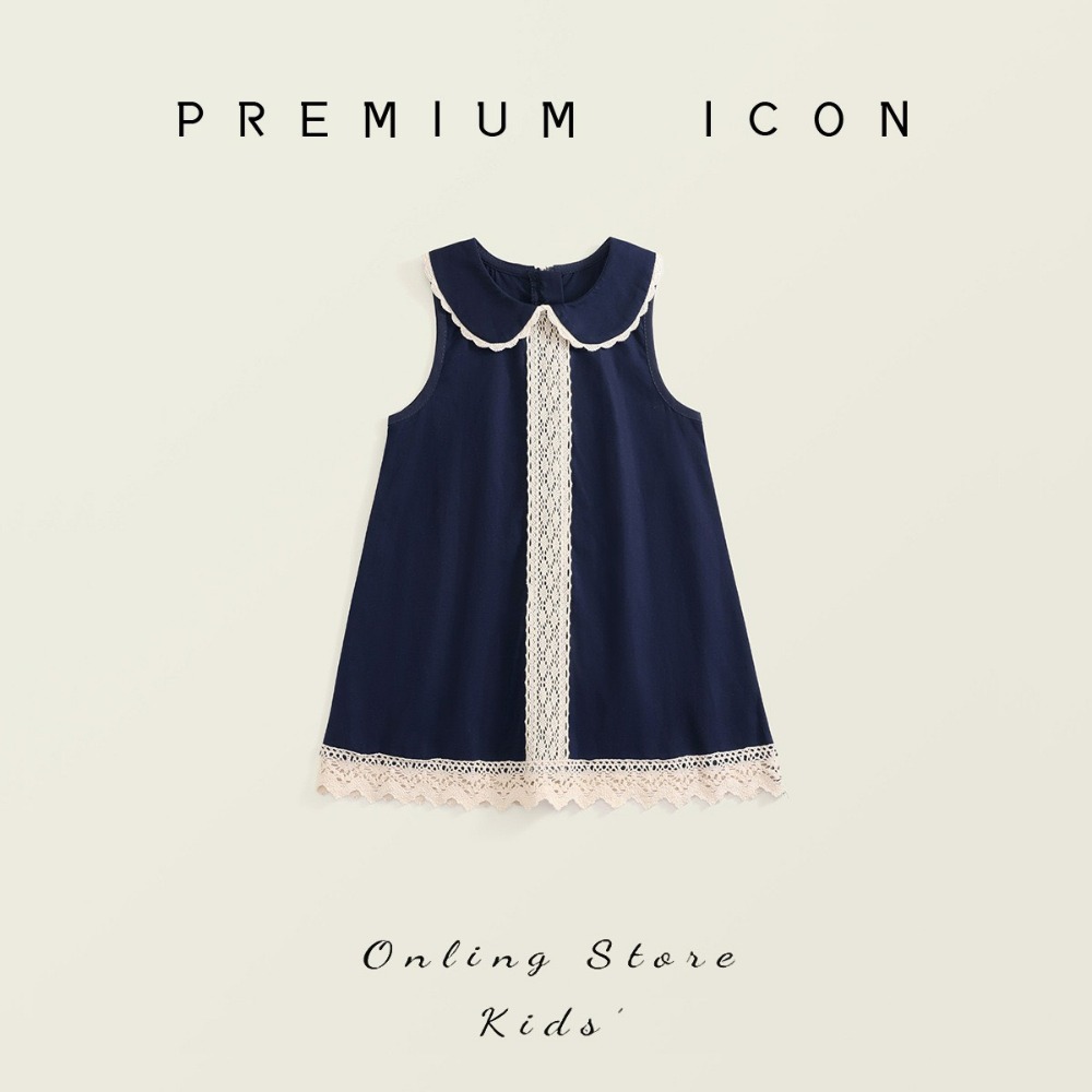 PREMIUM ICON 女童復古風蕾絲拼接背心連衣裙-規格圖8