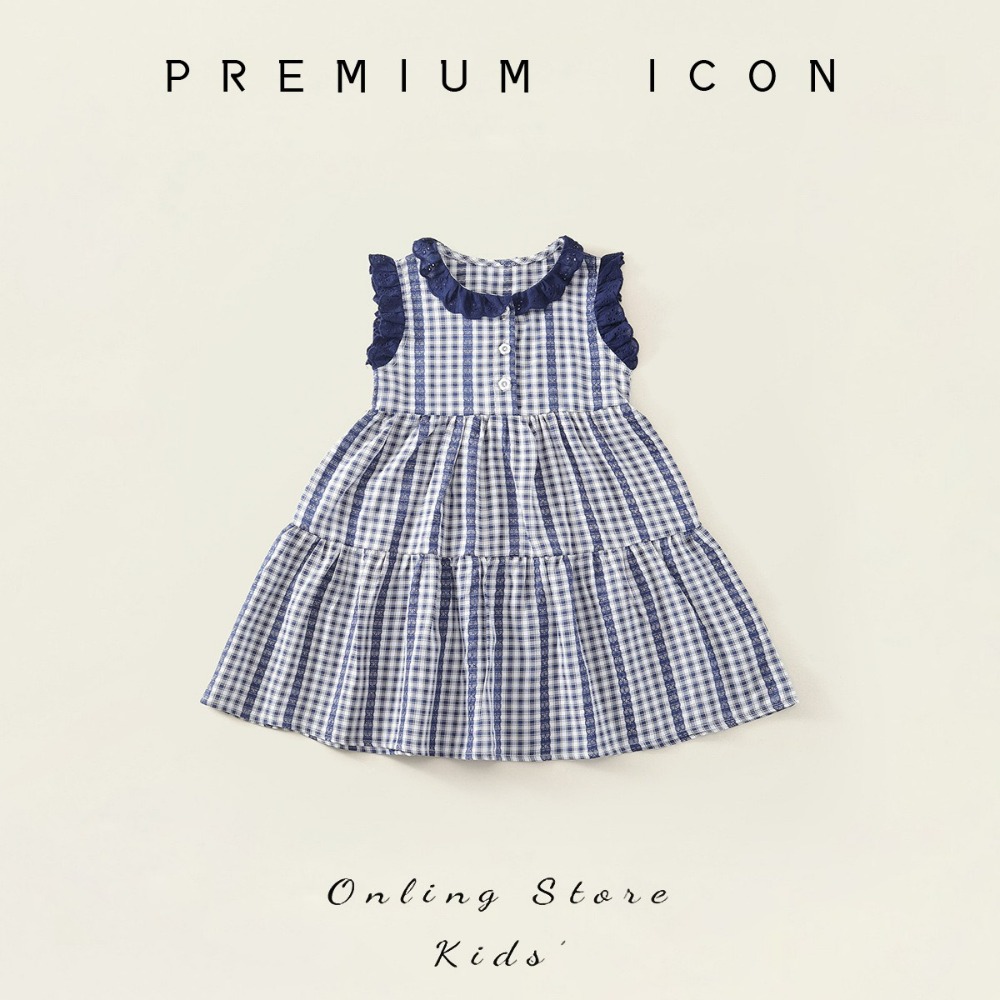 PREMIUM ICON 女童清新格紋無袖蛋糕連衣裙-規格圖7