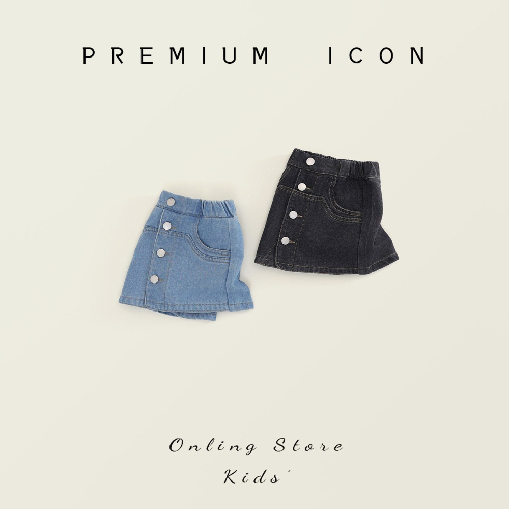PREMIUM ICON 女童水洗牛仔鈕扣褲裙-細節圖3