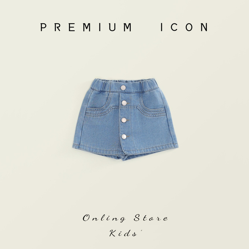 PREMIUM ICON 女童水洗牛仔鈕扣褲裙-細節圖4