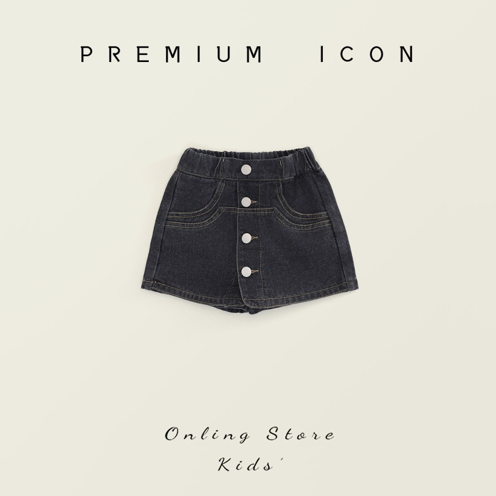 PREMIUM ICON 女童水洗牛仔鈕扣褲裙-細節圖5