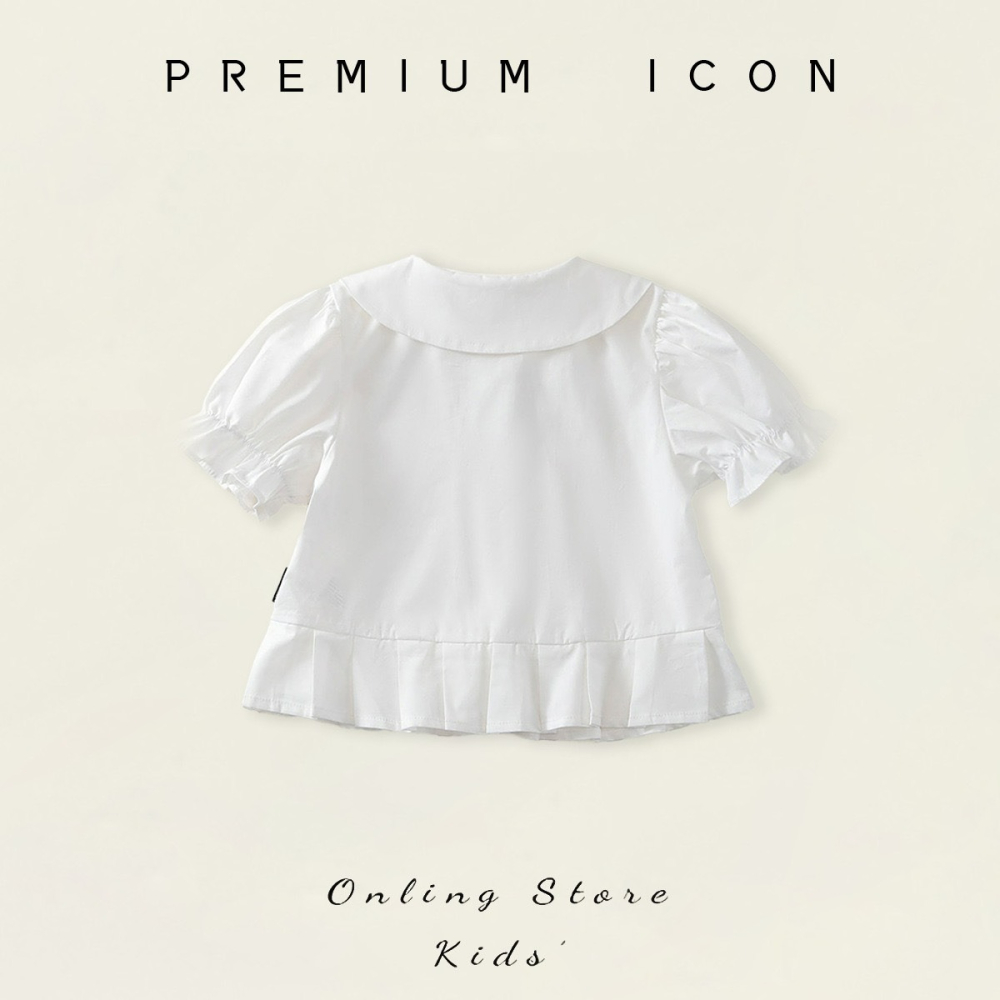 PREMIUM ICON 女童白色短袖襯衫-細節圖2