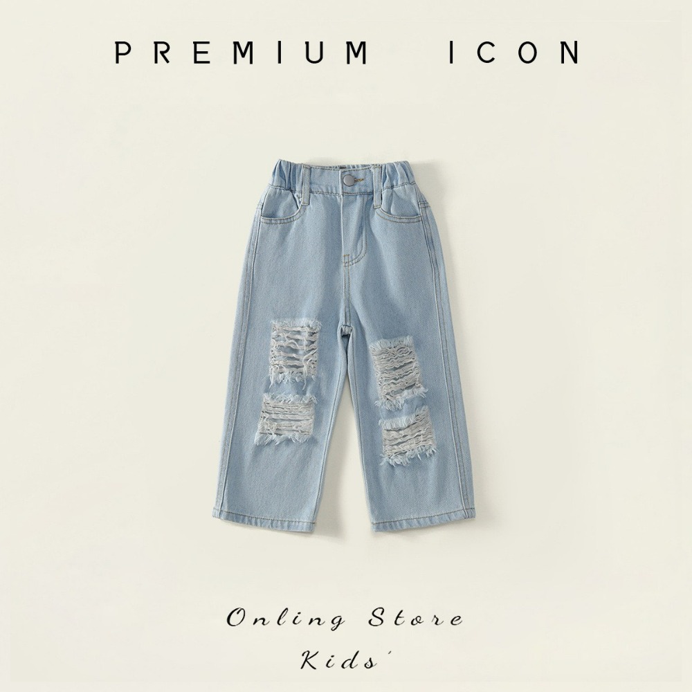 PREMIUM ICON 女童水洗破洞闊腿牛仔褲-規格圖8