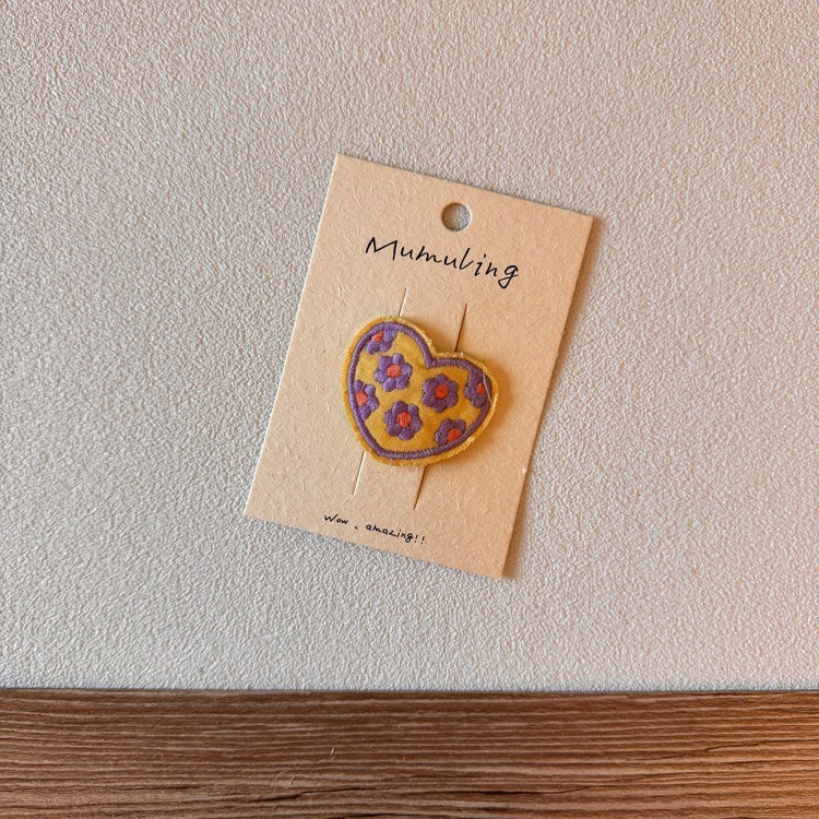 刺繡愛心花朵掰掰夾-細節圖5