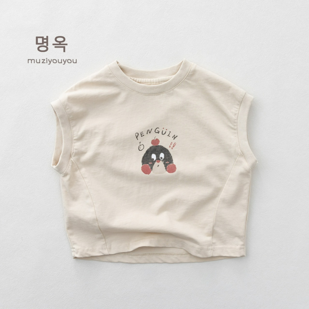 Muziyouyou 兒童韓系卡通純棉無袖背心-細節圖6