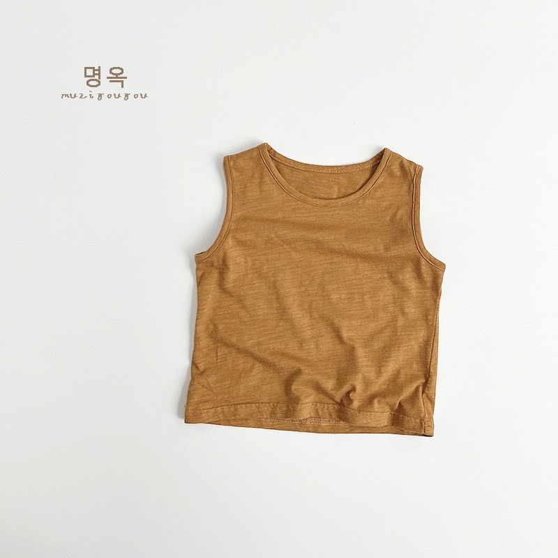 Muziyouyou 兒童日系純色無袖竹節棉背心-規格圖8