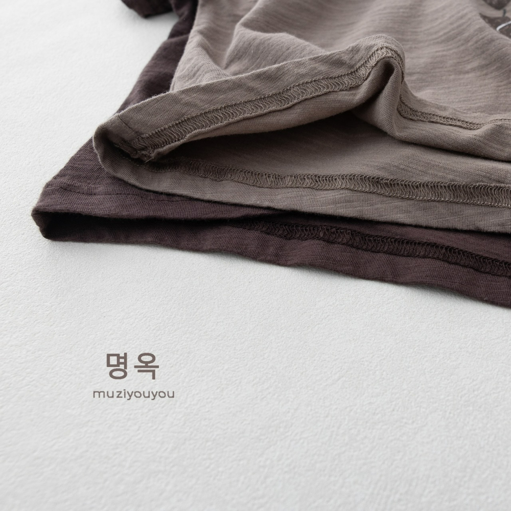 Muziyouyou 兒童簡約森系印花竹節棉T-細節圖10