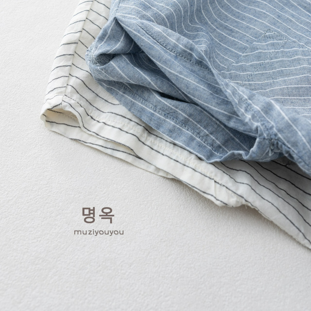 Muziyouyou 兒童條紋立領無袖襯衫-細節圖9