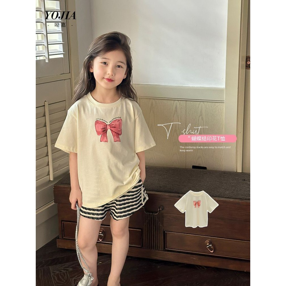 女中大童蝴蝶結短袖T恤-規格圖4