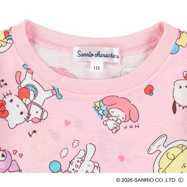 0618 日本Hello Kitty & Sanrio Characters 滿版印花短袖T恤 100-130cm-細節圖2