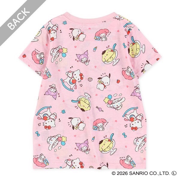 0618 日本Hello Kitty & Sanrio Characters 滿版印花短袖T恤 100-130cm-細節圖3