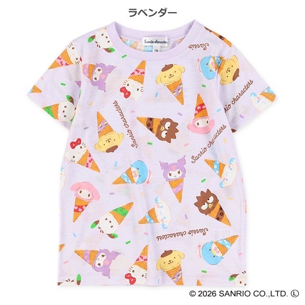 0618 日本Hello Kitty & Sanrio Characters 滿版印花短袖T恤 100-130cm-規格圖7