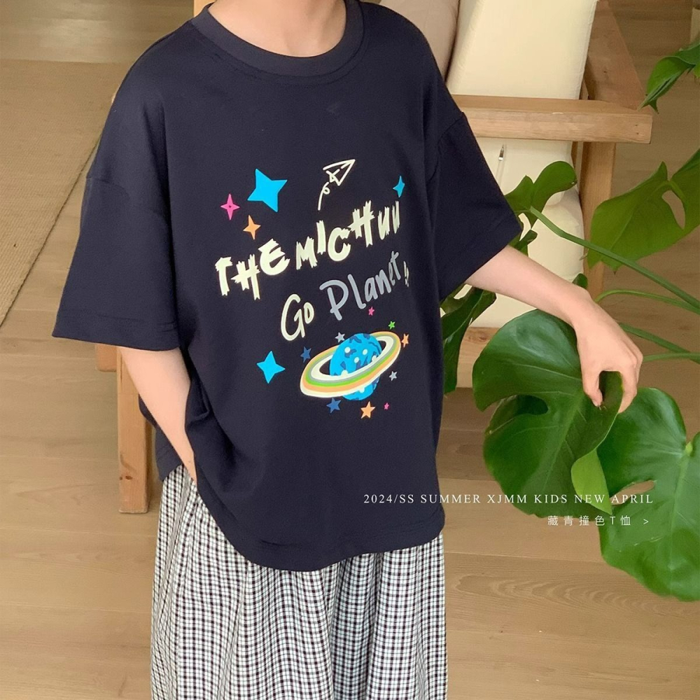 男中大童宇宙星星短袖T恤-細節圖3