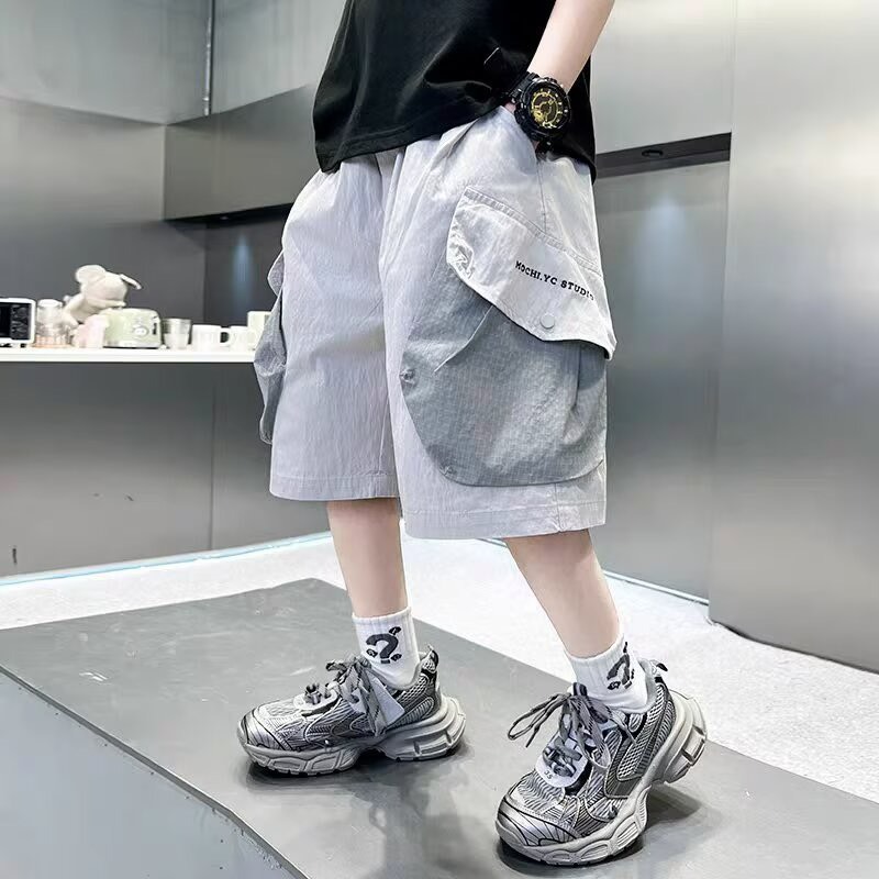 男中大童機能拼接大口袋短褲-規格圖11