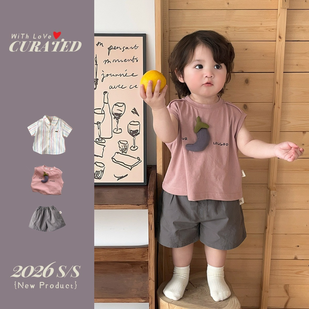 男寶小茄子套裝/條紋襯衫-細節圖3