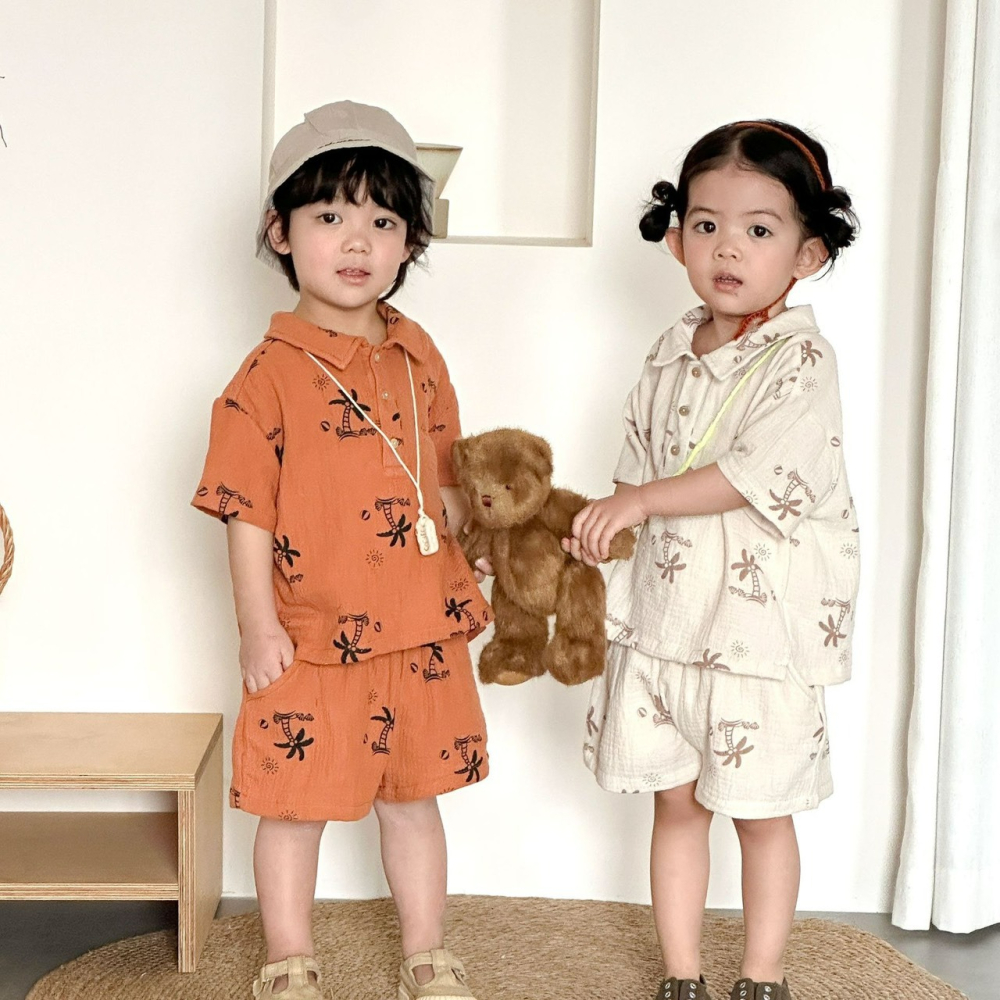 兒童夏季純棉紗布套裝-細節圖2