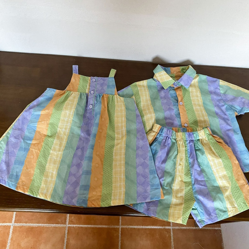 兒童夏季彩虹糖果條紋兄妹裝-細節圖8