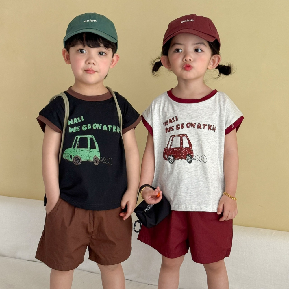 兒童夏季小汽車撞色套裝-細節圖3