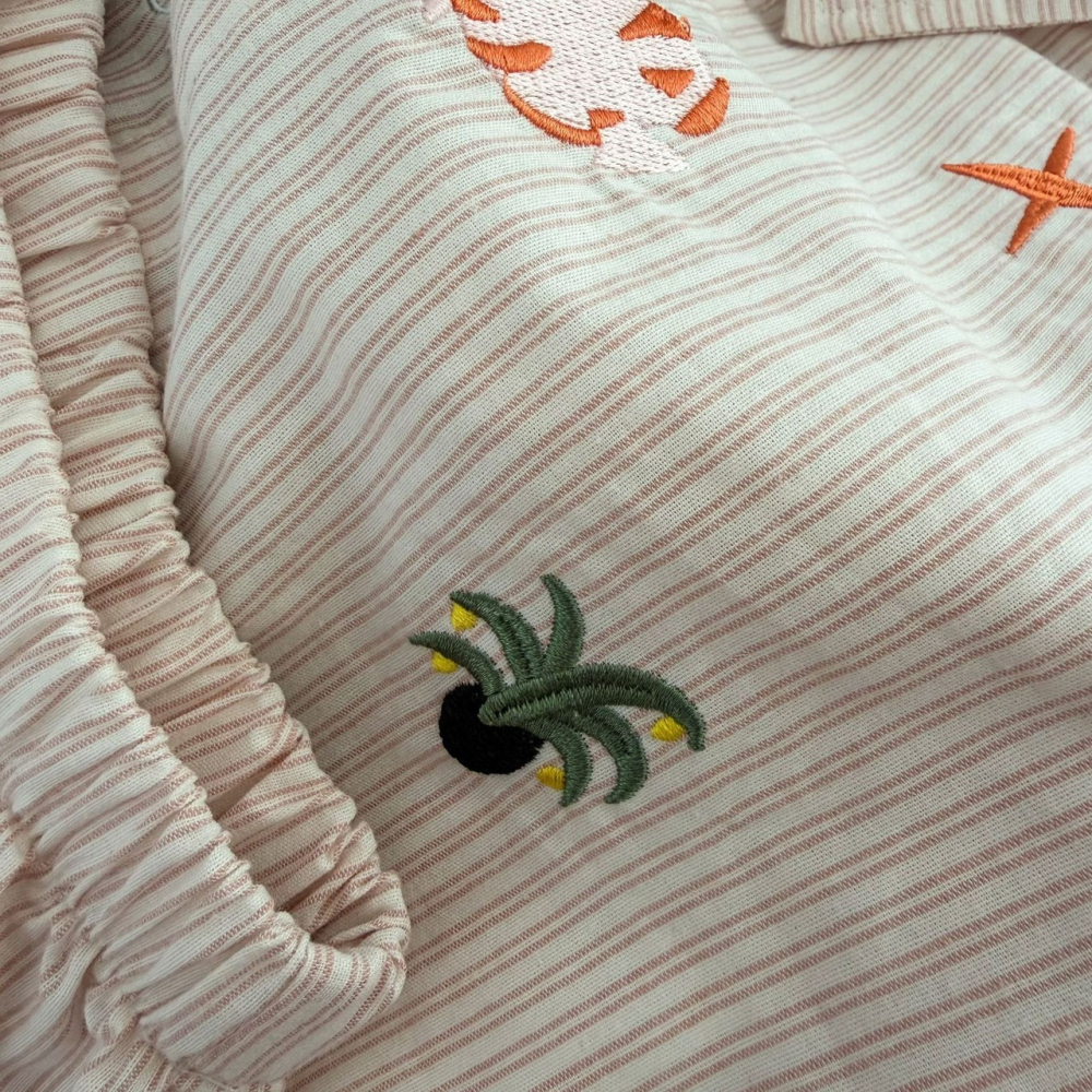 兒童夏季小清新刺繡條紋套裝-細節圖10