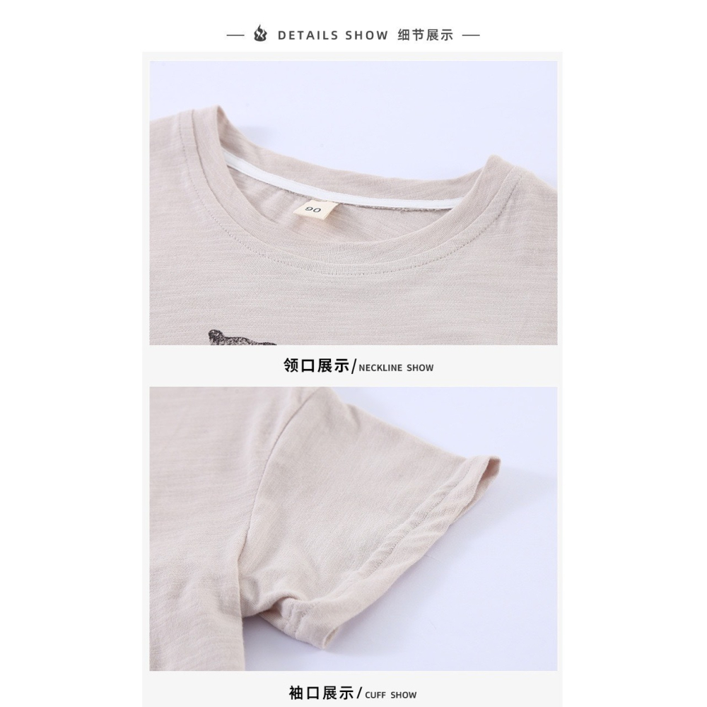 兒童夏季美式落肩半袖上衣-細節圖7
